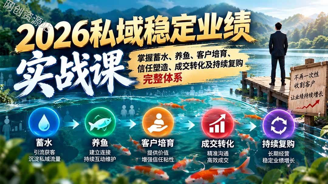 （20710期）2026私域稳定业绩实战课：掌握蓄水、养鱼、客户培育、信任塑造、成交转化及持续复购完整体系