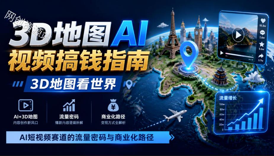 3D地图AI视频搞钱指南,3D地图看世界,AI短视频赛道的流量密码与商业化路径【文档】