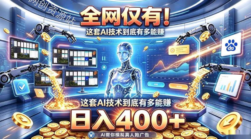 全网仅有!这套AI技术到底有多能賺,日入400+,无需人工干预,实现真正被动变现【揭秘】