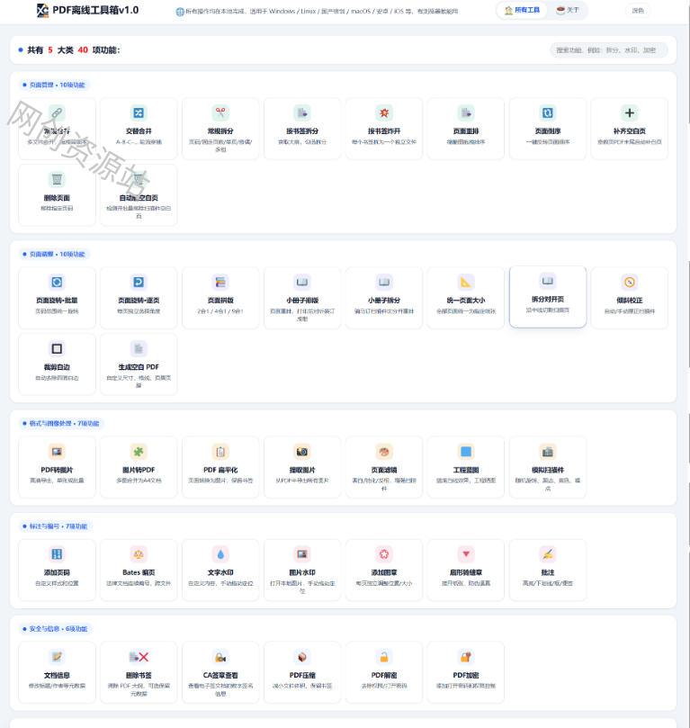 免费PDF工具箱!4MB离线运行,40+功能,合并拆分压缩加密全搞定!