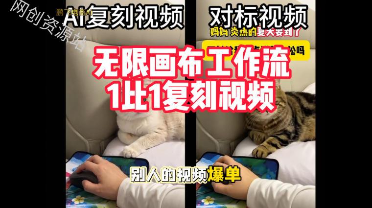 宠物带货视频复刻，无限画布工作流1比1，不用拍摄、不用布景、不用真人出镜，几分钟就能做出一条专业带货视频