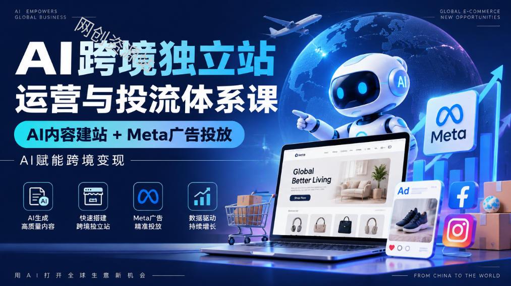 AI跨境独立站运营与投流体系课｜AI内容建站+Meta广告投放，AI赋能跨境变现