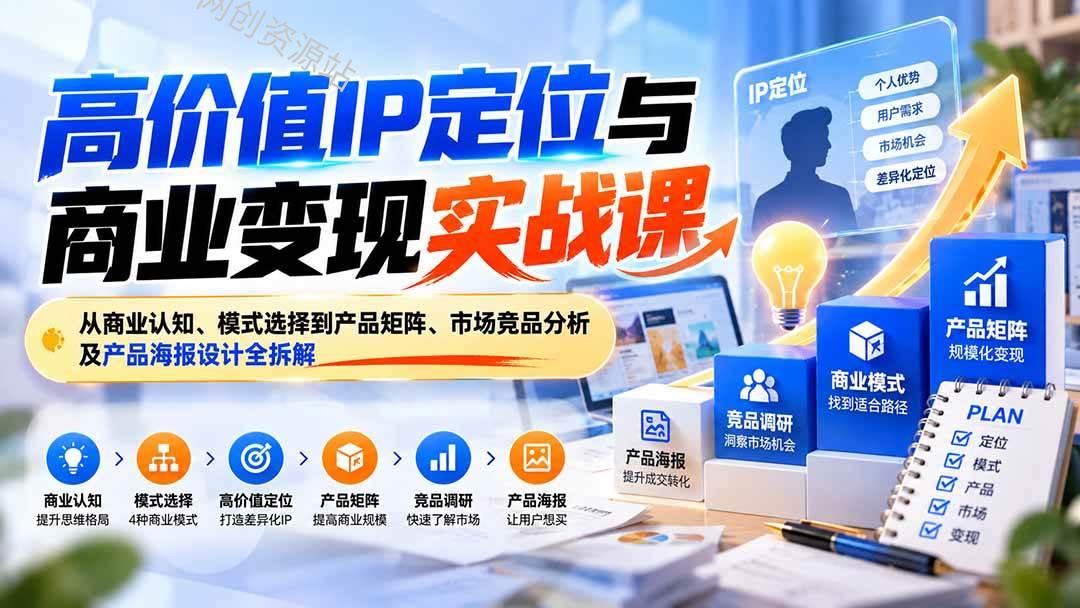 （20715期）高价值IP定位与商业变现实战课：从商业认知、模式选择到产品矩阵、市场竞品分析及产品海报设计全拆解