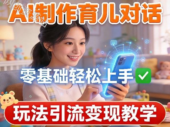 AI制作育儿对话，零基础轻松上手，玩法引流变现教学
