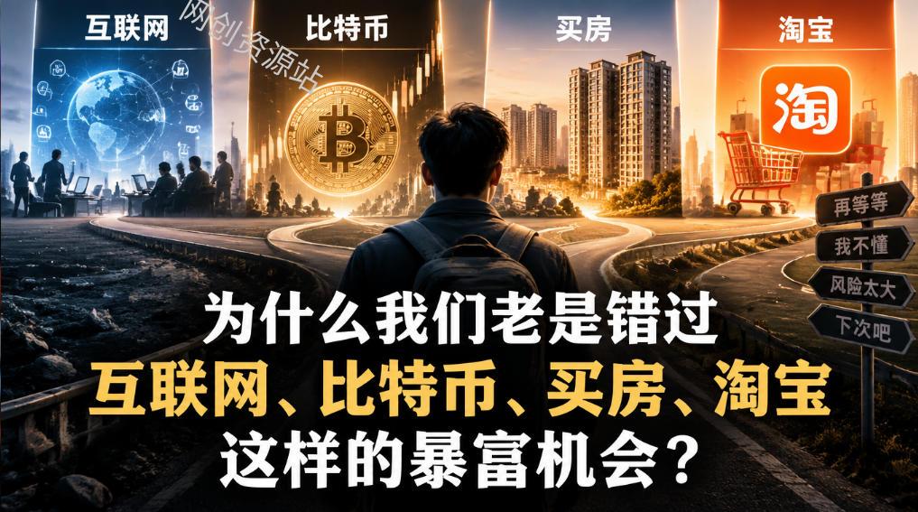 某社群付费文章：为什么我们老是错过互联网、比特币、买房、淘宝这样的暴富机会？