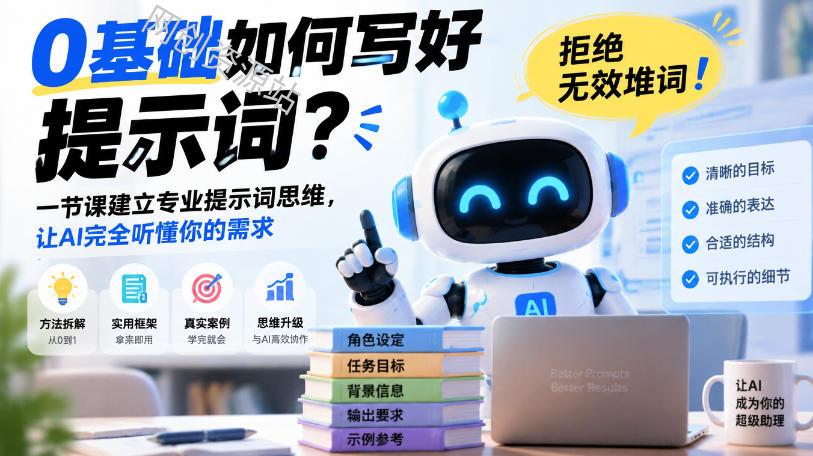 0基础如何写好提示词，拒绝无效堆词！一节课建立专业提示词思维，让AI完全听懂你的需求