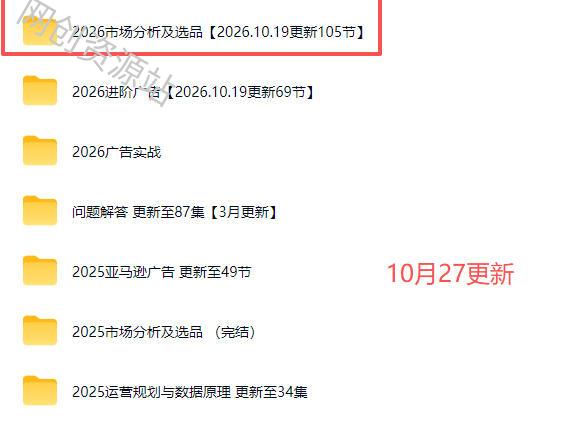 2026亚马逊视频教程,学习我们的商业模式,以及2026最新的选品及运营经验(更新1027)