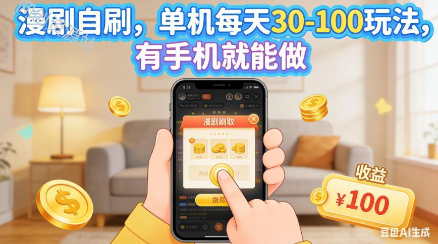 漫剧自刷，单机每天30-100玩法，有手机就能做，可矩阵操作放大收益【揭秘】