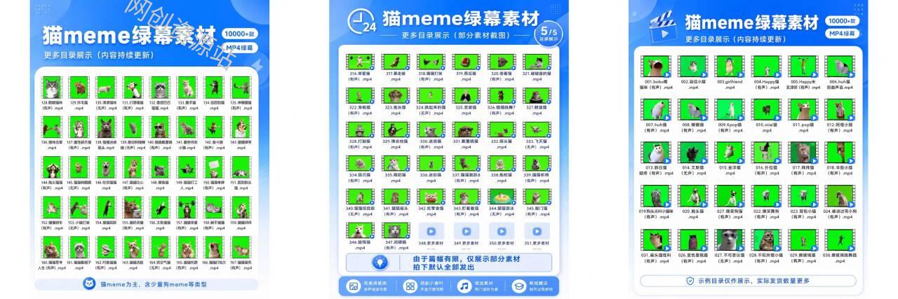 某宝付费素材,猫meme素材绿幕视频剪辑素材小猫咪跳舞,适合抖音B站搞笑短视频合集!
