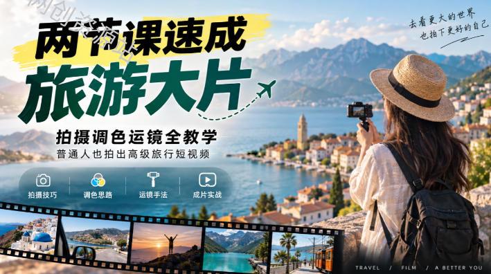 两节课速成旅游大片｜拍摄调色运镜全教学，普通人也拍出高级旅行短视频