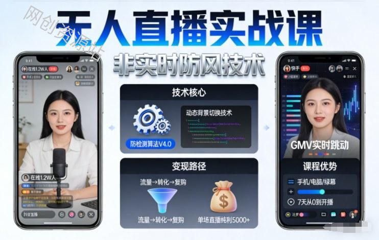 宝子哥无人直播实战课，非实时防风技术，聚焦抖音快手等平台直播带货，轻松开启直播变现之路（更新261029）