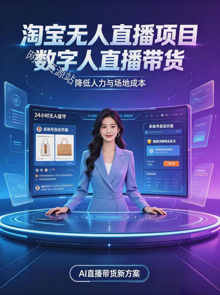 淘宝AI无人直播带货，24小时自动开播低门槛副业，无需真人长时间出镜，持续引流出单【揭秘】