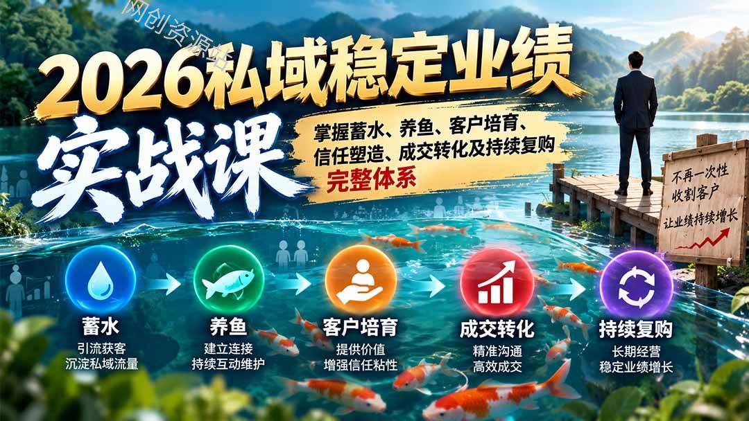 (20710期)2026私域稳定业绩实战课:掌握蓄水、养鱼、客户培育、信任塑造、成交转化及持续复购完整体系 (20710期)2026私域稳定业绩实战课:掌握蓄水、养鱼、客户培育、信任塑造、成交转化及持续复购完整体系